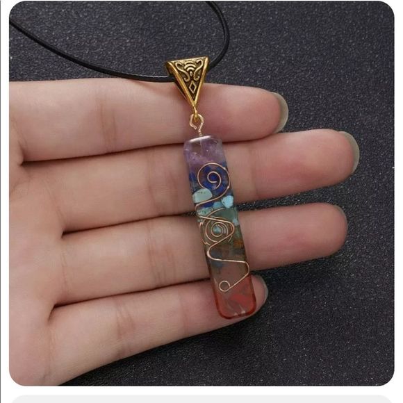 Chakra 7 Natural Stones Energy Pendant Necklace - Picture 7 of 8